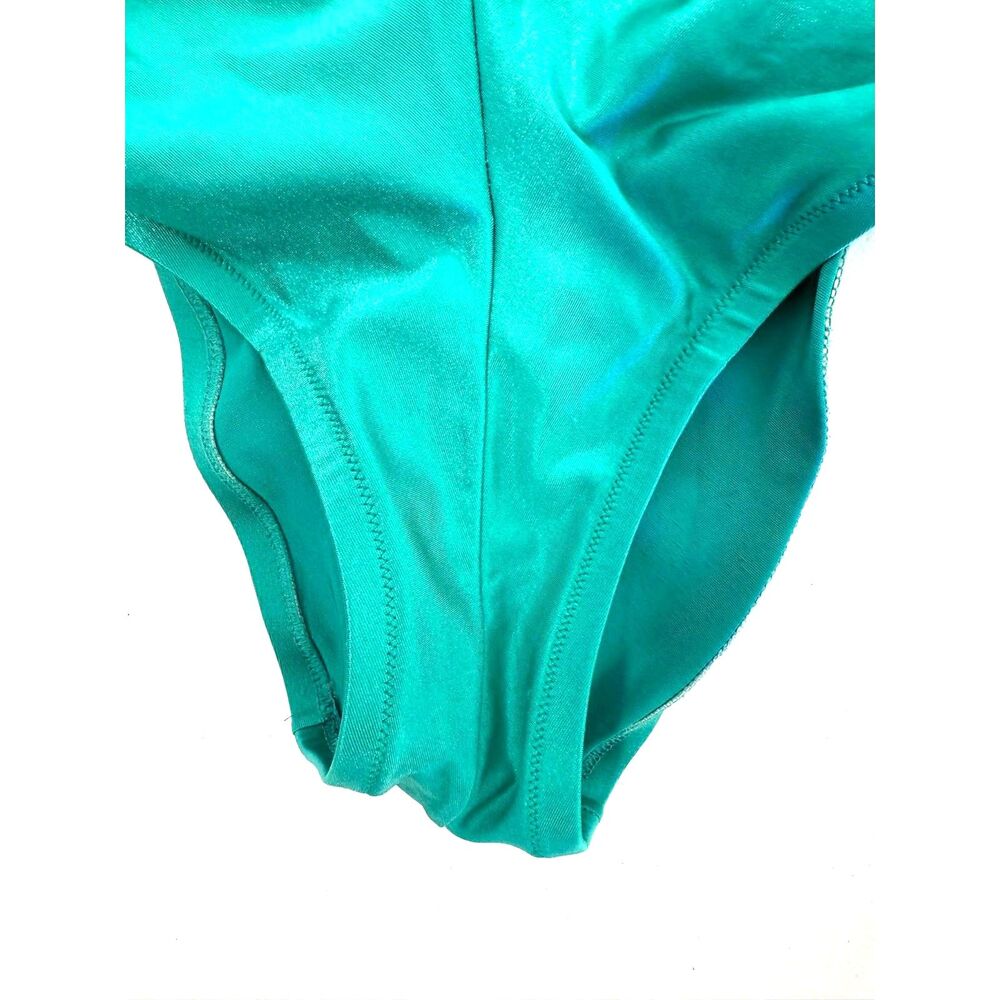 DeWeese Design vintage teal bathing suit - tie halter w/rouched sides - 70s/80s - Picture 4 of 8
